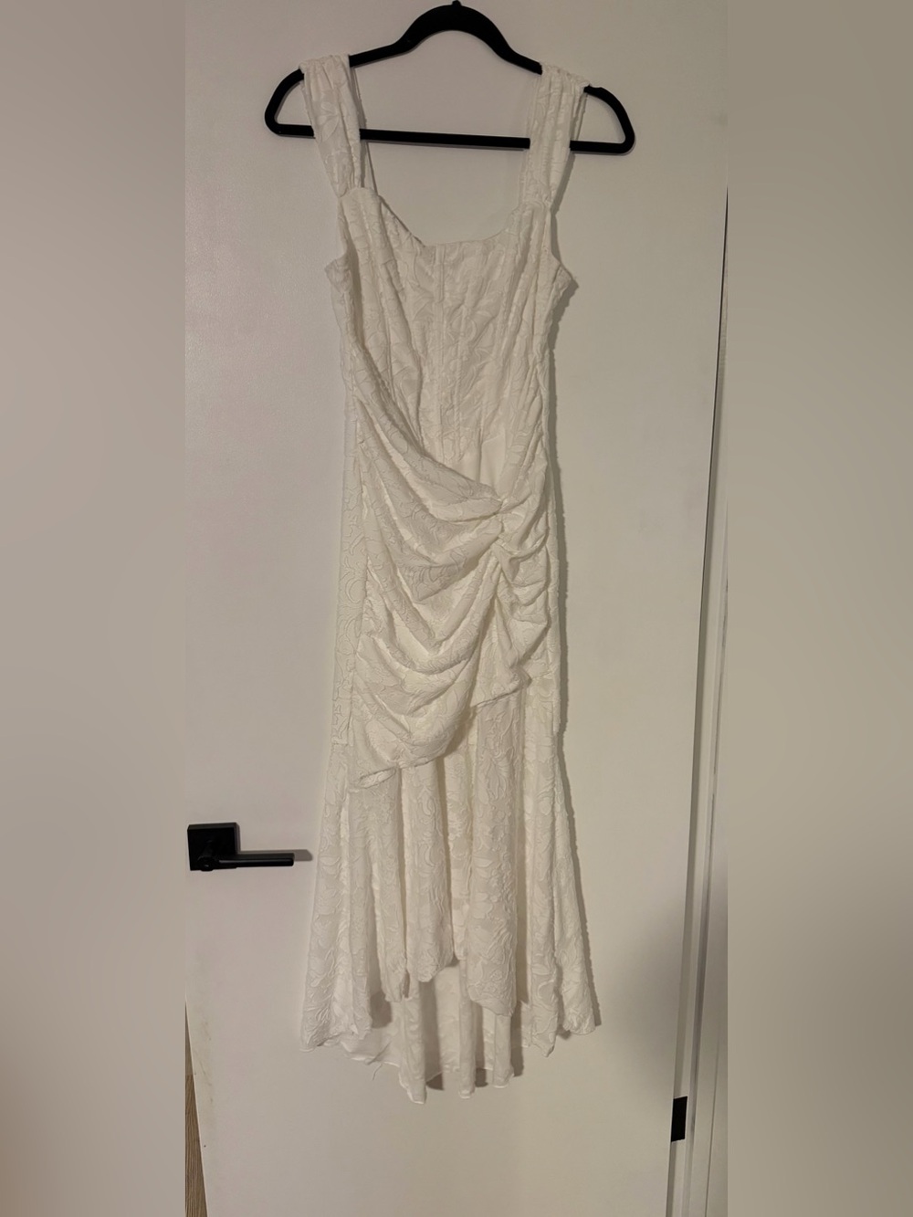 Draped Lace Wedding Gown in Ivory